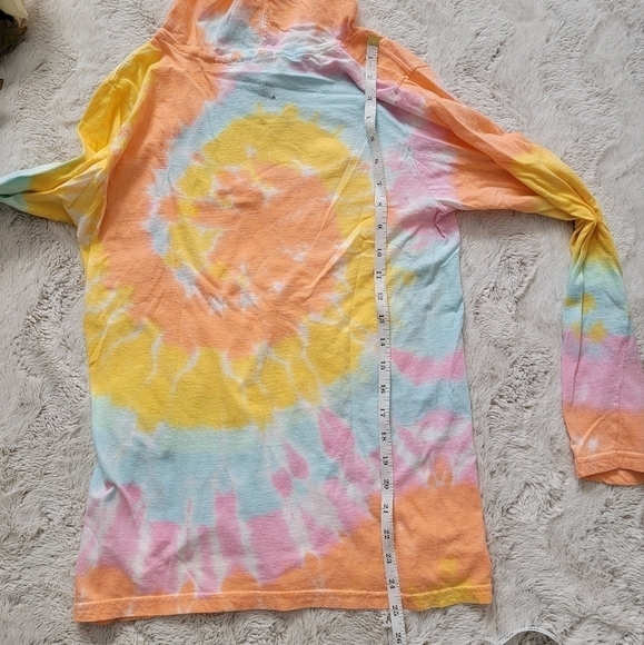 Disney Parks Minnie Mouse Flower Hat TieDye Cotton Drawstring Hoodie Sz S - Picture 10 of 10